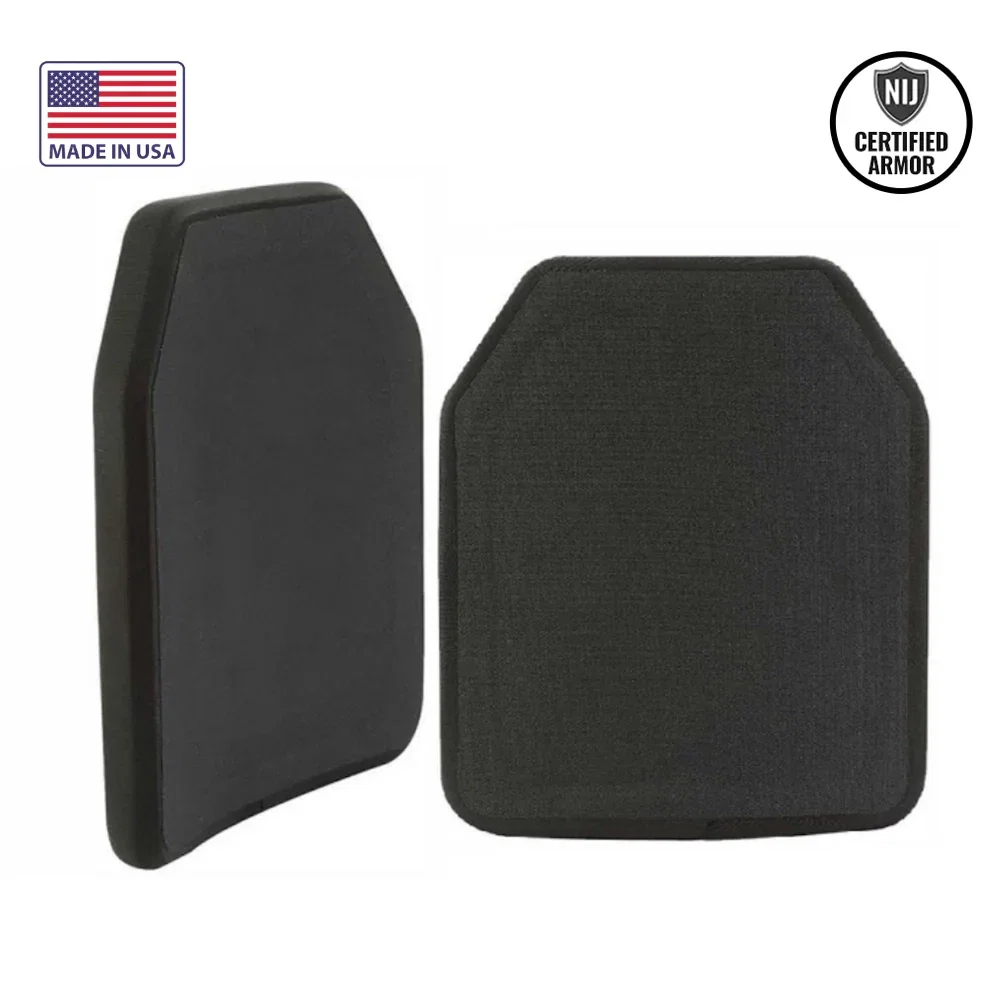 10" x 12" Maximum Protection Level IV Ceramic Hard Armor Plates - Set of Two Solid Black