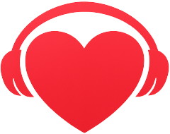 Icon of a heart wearing over-ear headphones