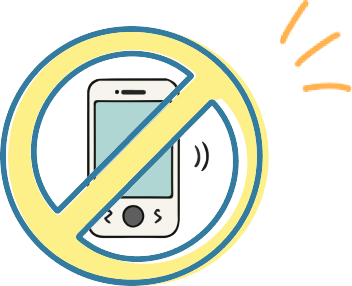 Drawing of a cellphone behind a nuke sign