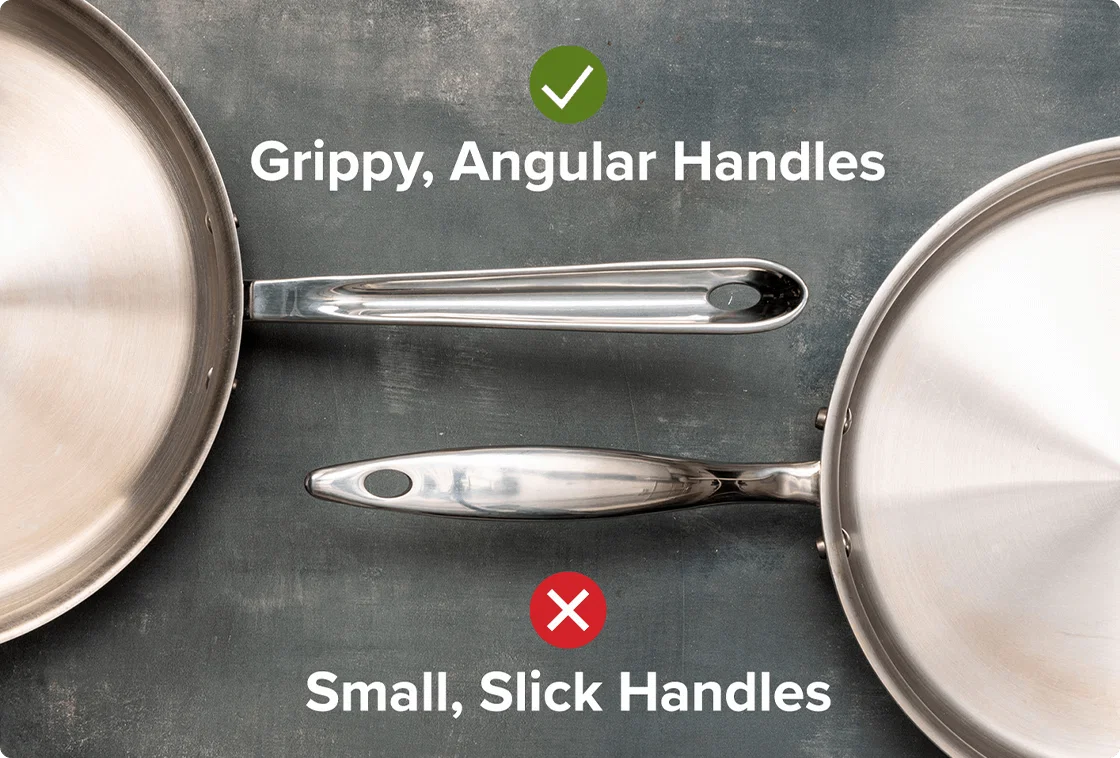Comparing the handles of cookware sets