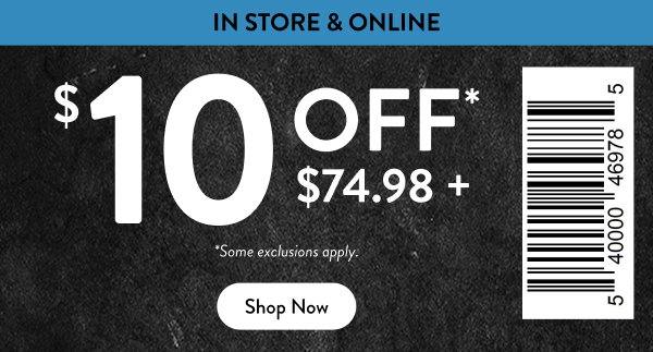 $10 off $74.98