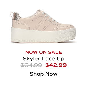 A side view of the now-on-sale Skyler II Leather Metallic Heel Lace-Up in light pink which was $64.99 and is now $42.99 for a limited time. Shop Now.