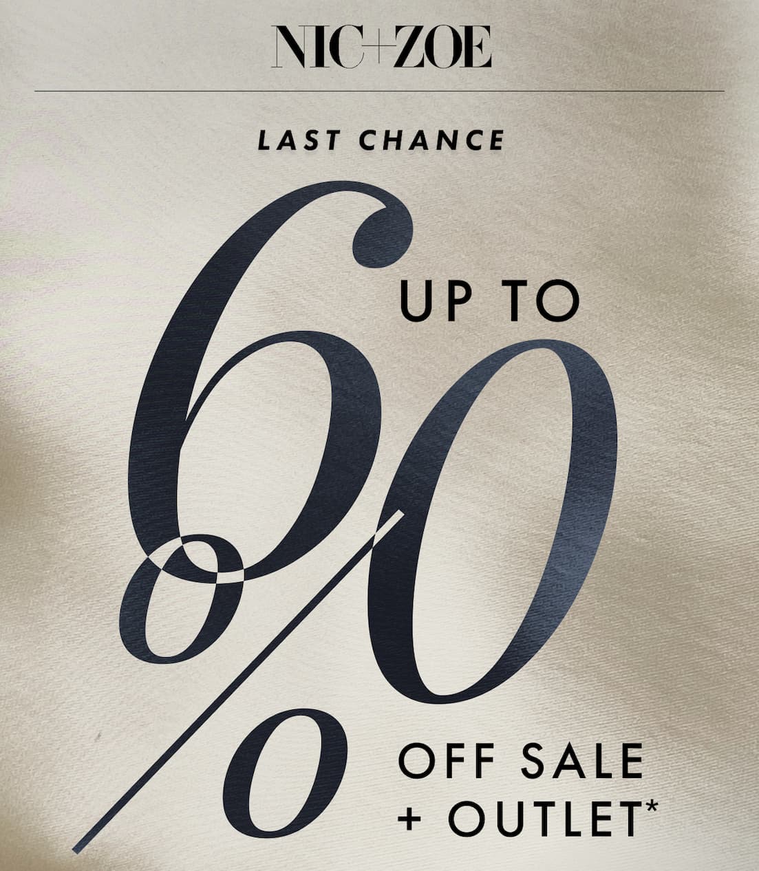 Up to 60% off sale + outlet