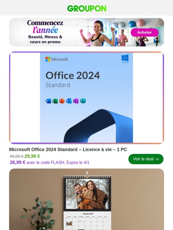 Groupon Microsoft Office 2024 Standard Licence à vie 1 PC Milled