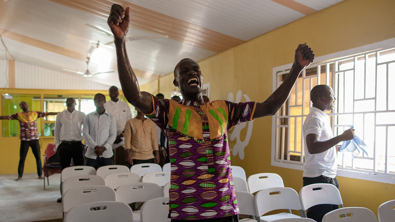 Prayer session at Power Breakers International Ministries in Accra, Ghana