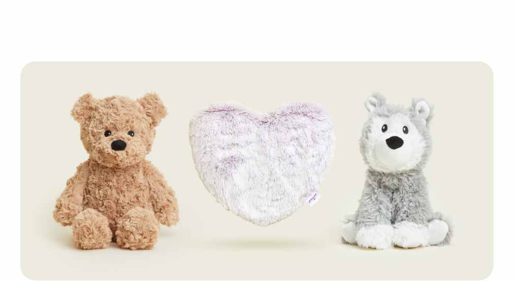 Gifts for Your Better Half Collection Warmies on a beige background. Shop Now.