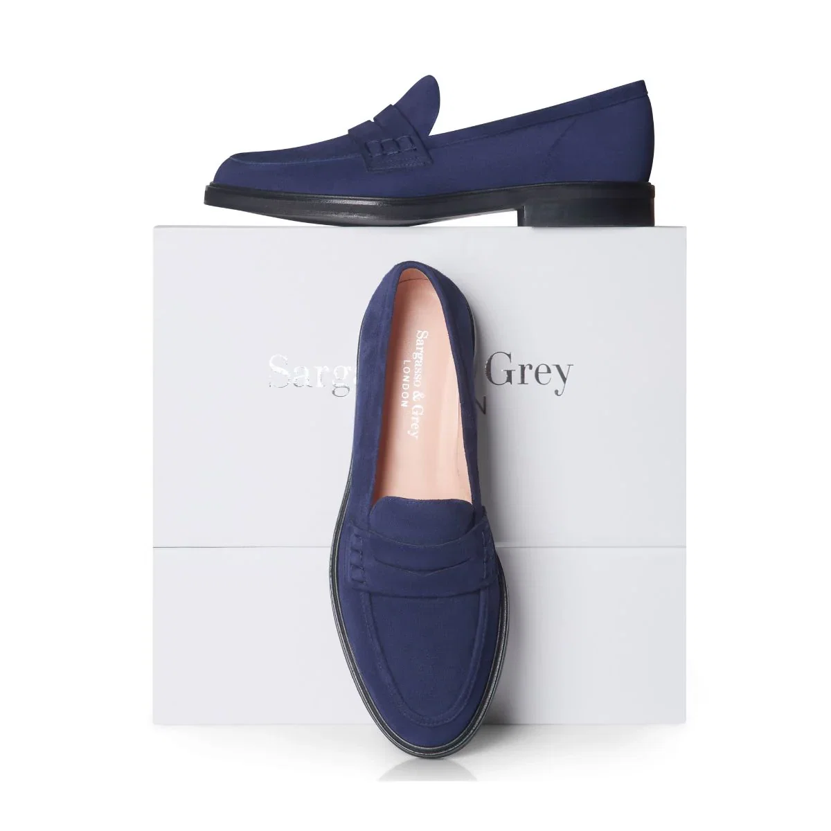 Image of Wide Fit Loafers  - Navy Suede
