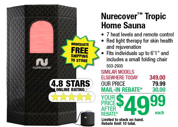 Nurecover™ Tropic Home Sauna - ONLY $49.99 After Rebate*!
