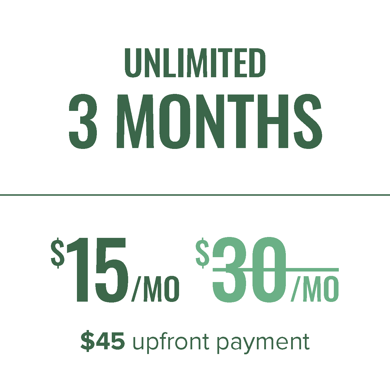 3 Month Plan $45 Upfront Payment