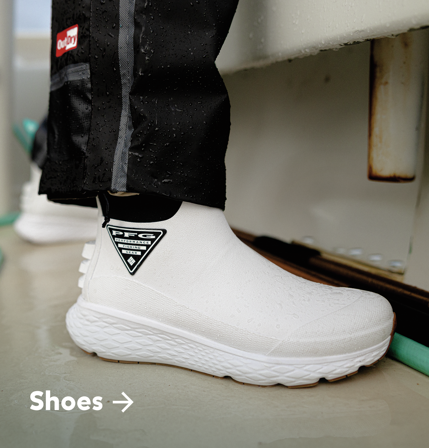 A close up of PFG boots