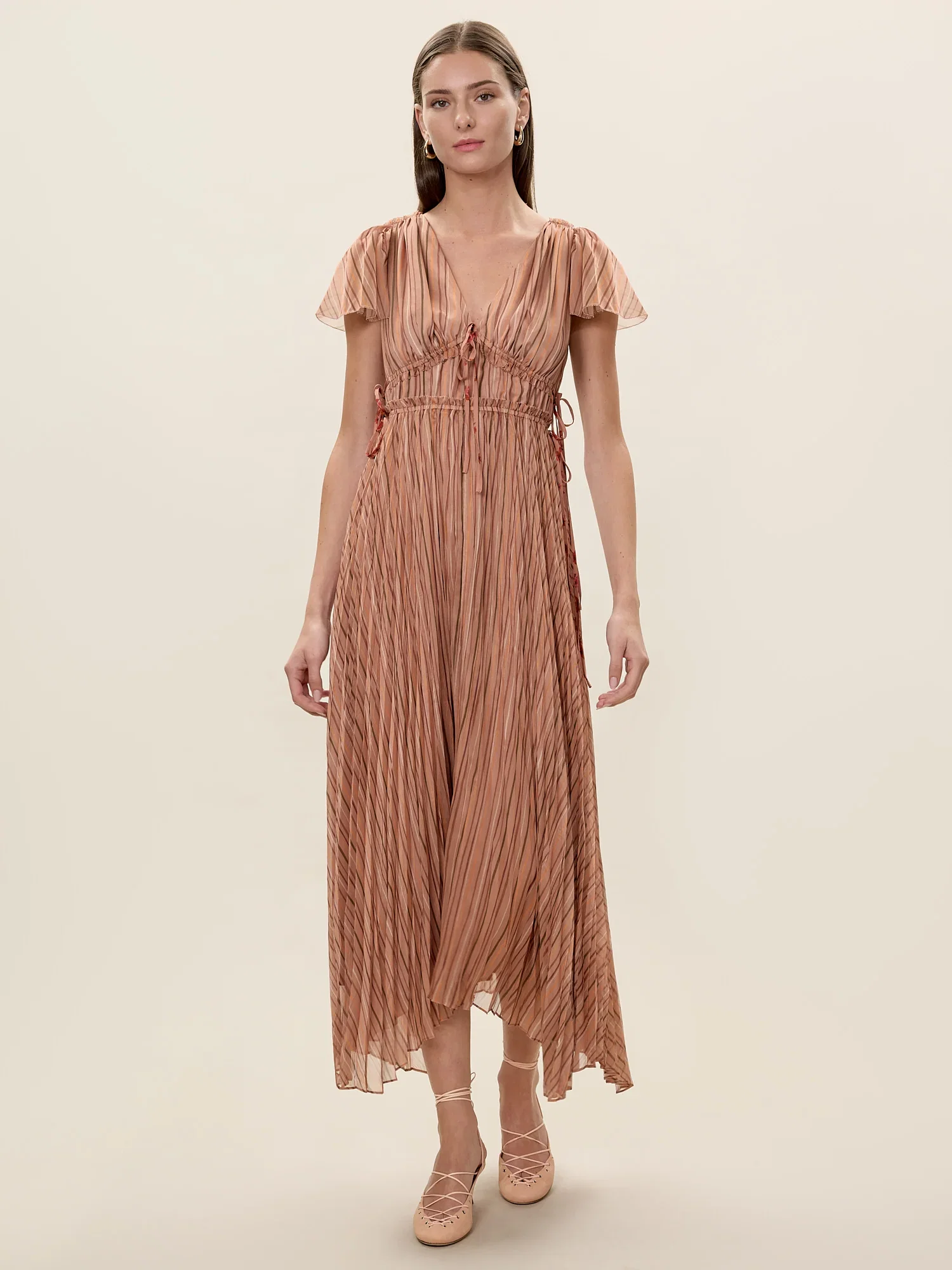 Image of Celeste Stripe Pleated Dress