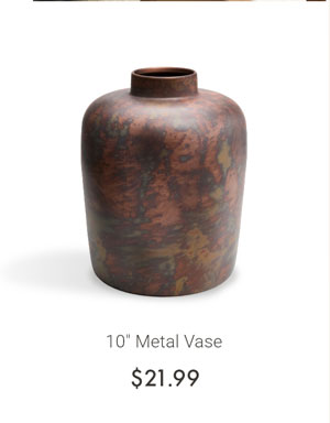 Brown Matte Metal Vase, 10" 