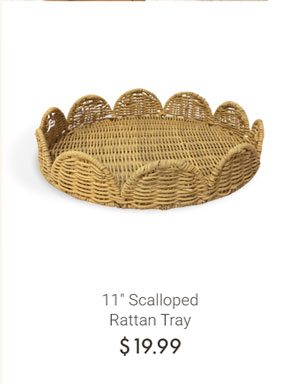 11" Scalloped Rattan Tray