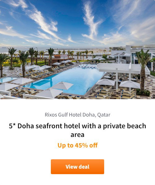 5* Doha seafront hotel with a private beach area