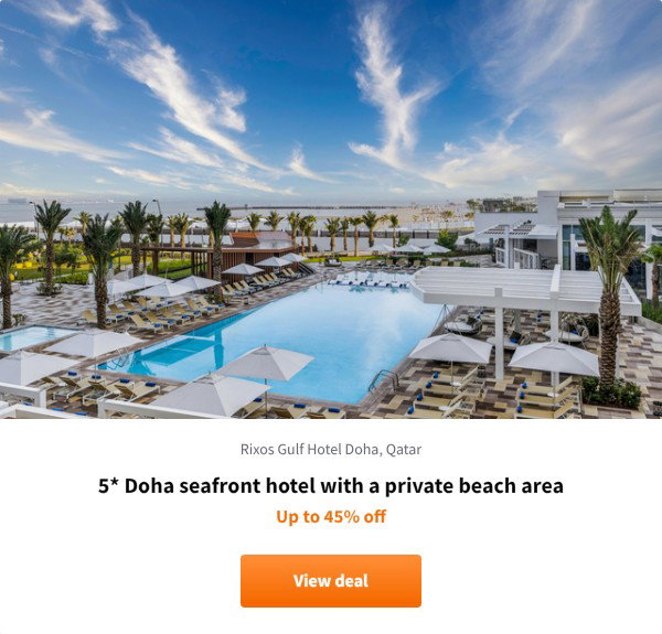5* Doha seafront hotel with a private beach area