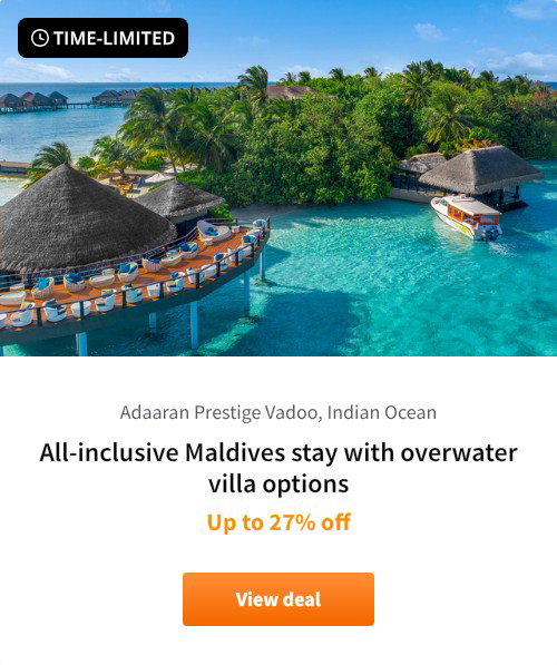 All-inclusive Maldives stay with overwater villa options