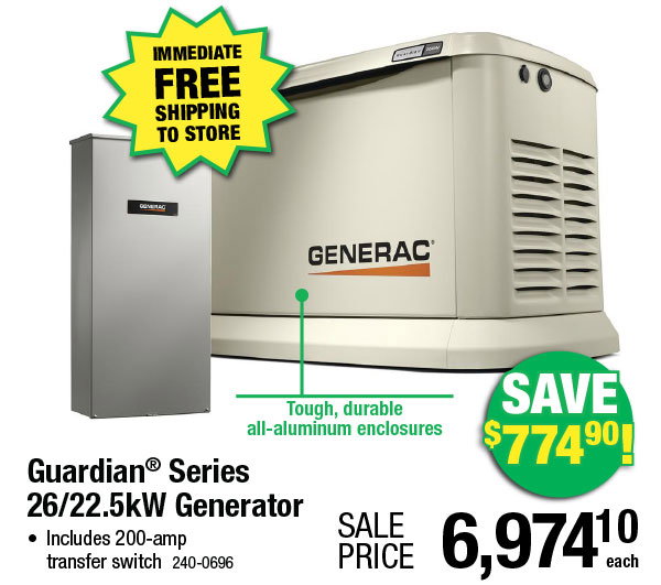Guardian Series 26/22.5kW Generator ONLY $6,974.10!