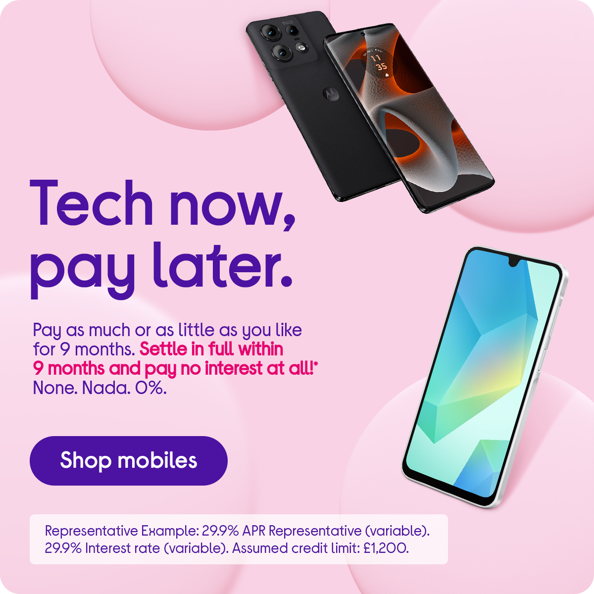 Tech now, pay later on selected mobile phones