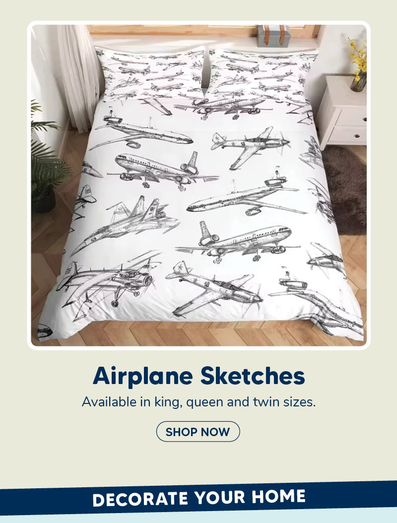 Airplane Sketches Bedding Set