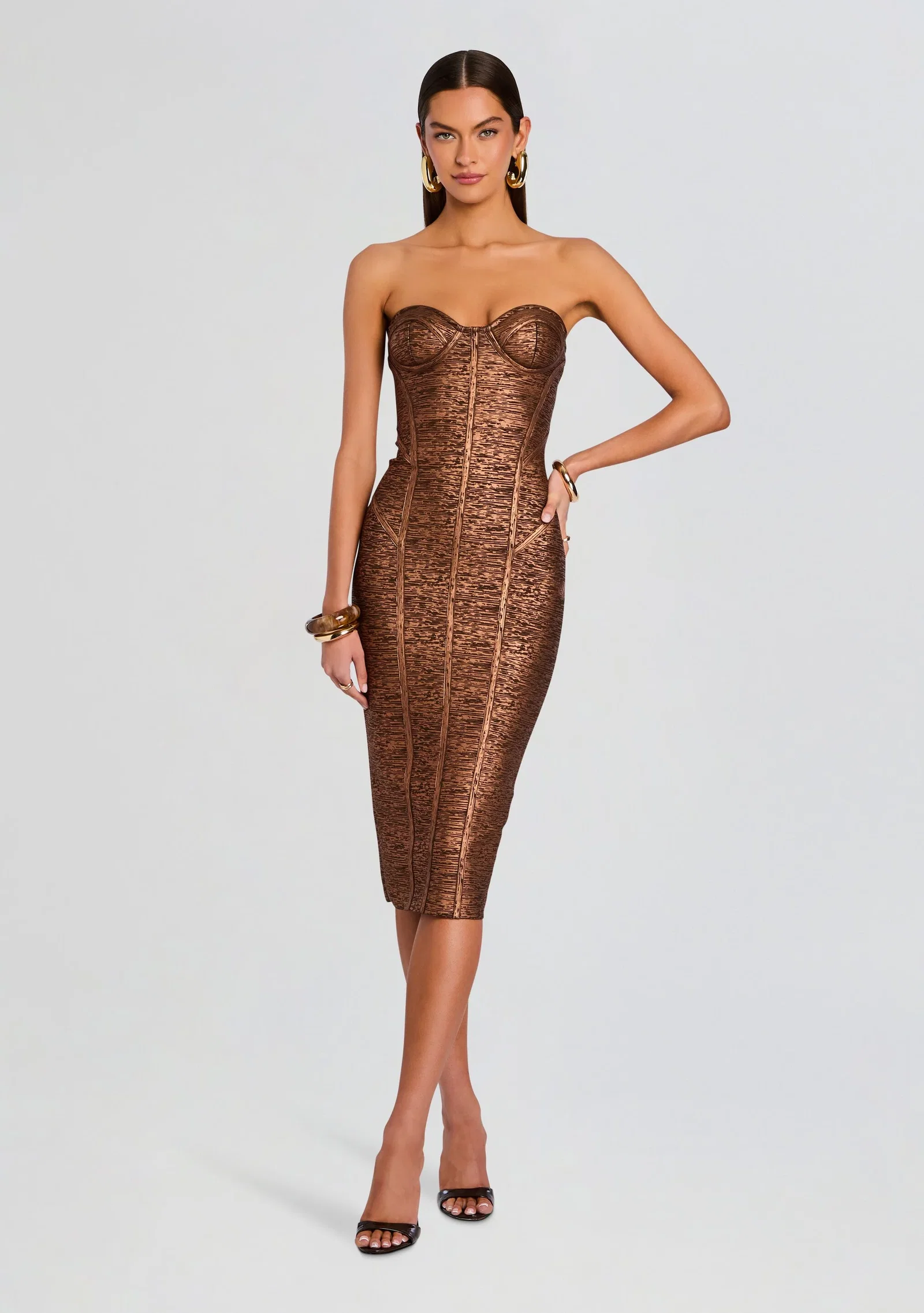 Image of Charlize Coated Knit Dress