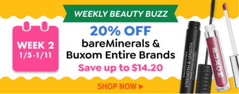 20% OFF BAREMINERALS & BUXOM