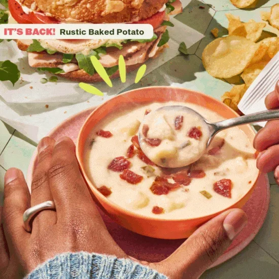 Animated GIF of Rustic Baked Potato Soup and Broccoli Cheddar Soup
