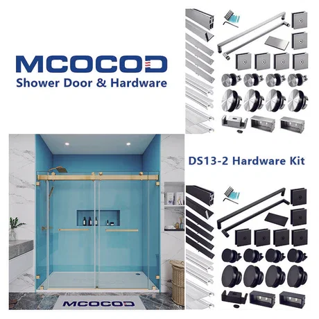 Hardware Kit for Large Openings Spaces Soft-Closing Double Sliding Shower Door - DS13-2