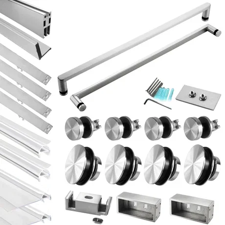 Hardware Kit for Soft-Closing Double Sliding Frameless Shower Door - DS13