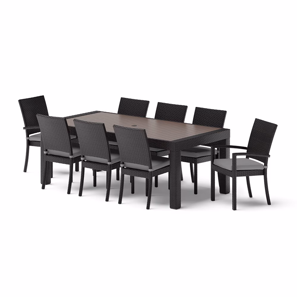 Deco™ 9 Piece Sunbrella® Outdoor Dining Set - Charcoal Gray