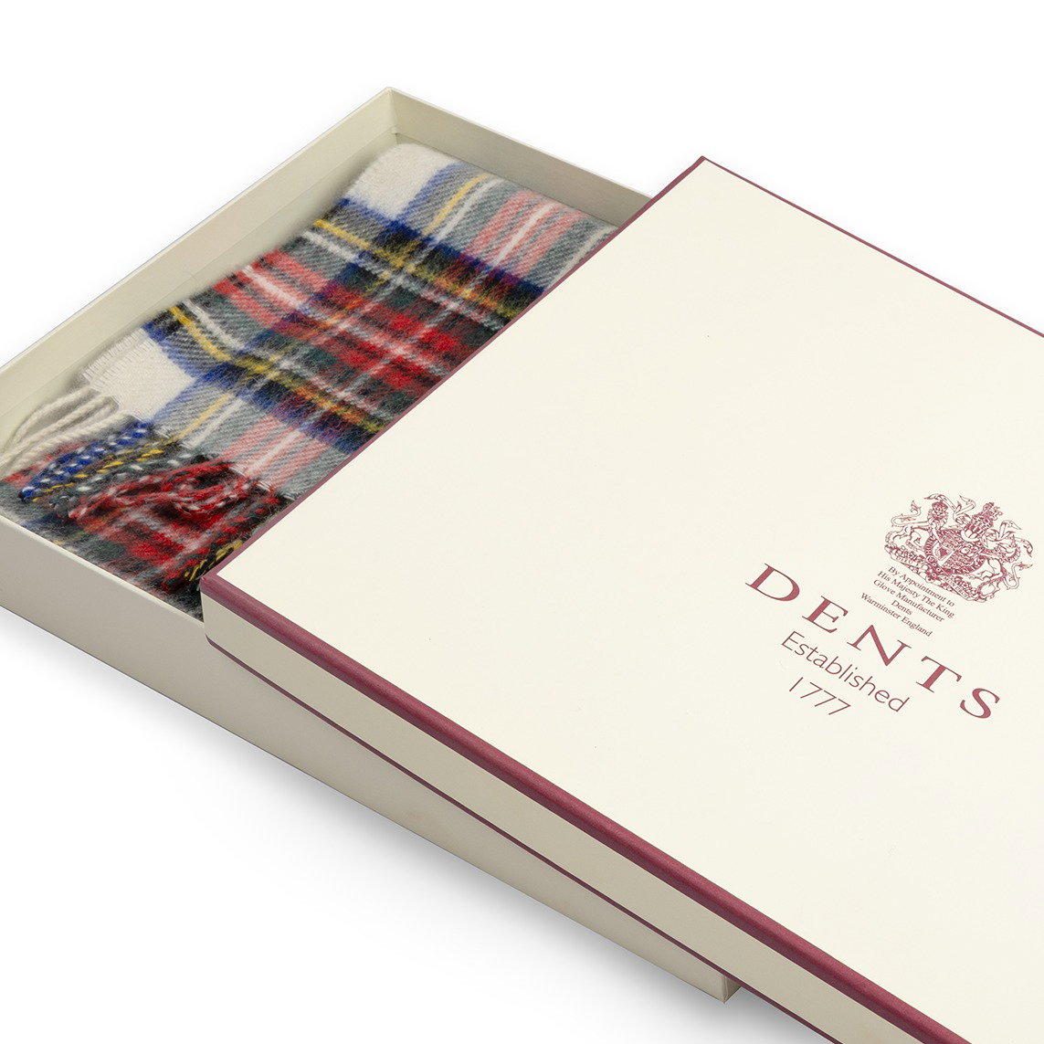 Bold Check Cashmere Scarf with Tassels in a Gift Box