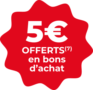 5€ offerts en bons d'achat