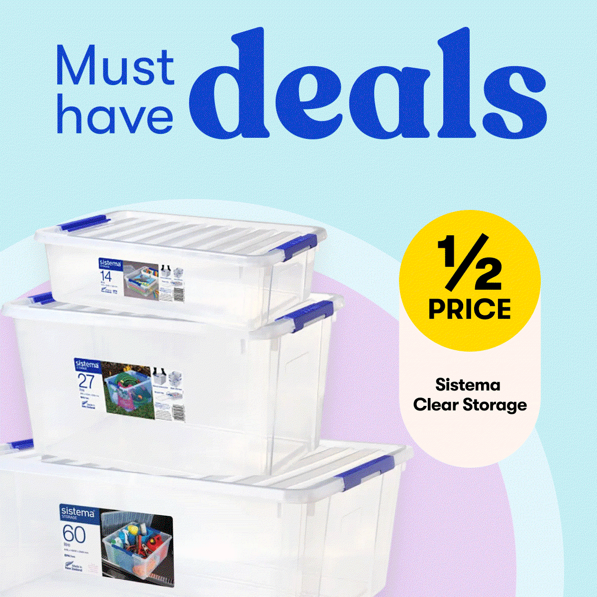 Must have deals catalogue - 1/2 Price Sistema Storage | 40% OFF Bonds Underwear and Socks* | $346 SAVE $353 Dyson V8 Origin Stick Vac | 1/2 Price Revlon