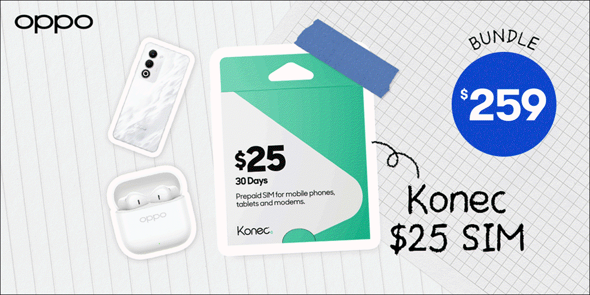 OPPO A5 4G Unlocked Mobile with Enco Buds3 & $25 Konec SIM bundle