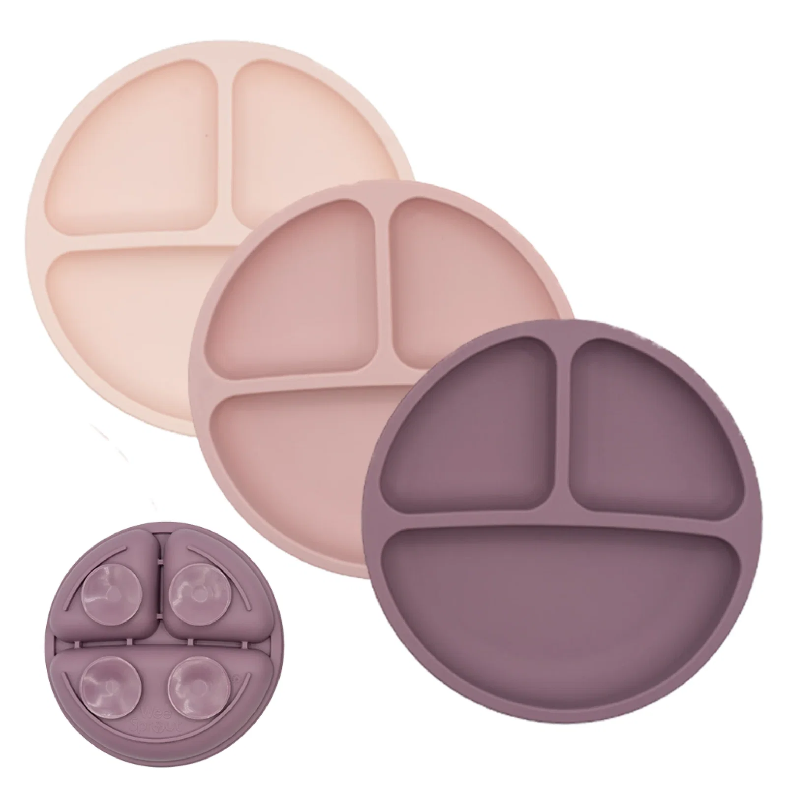 Image of Silicone Suction Plates – Set of 3 (Lid Option Available)