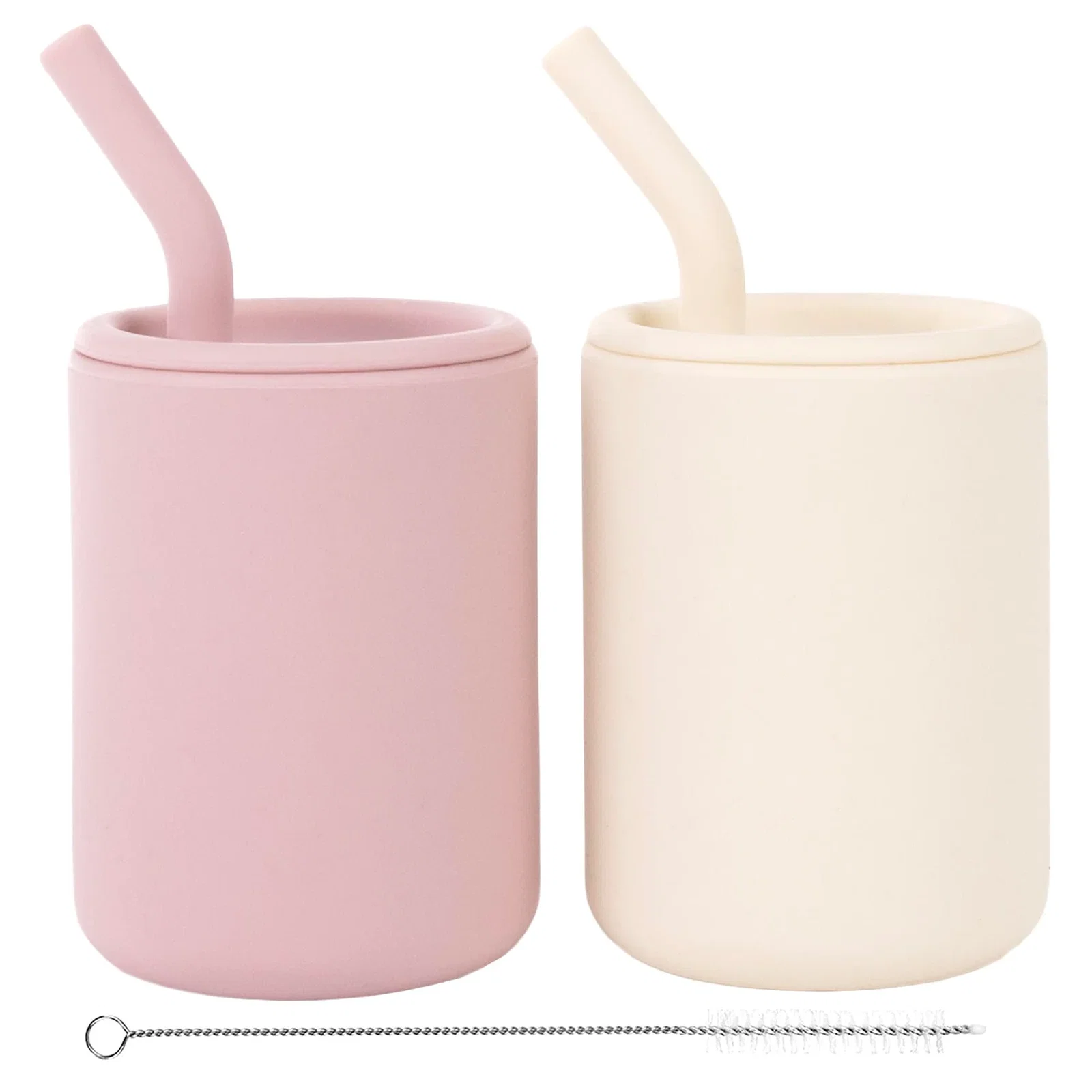 Image of Silicone Straw Cups with Lids – 4 oz or 8 oz (Set of 2)
