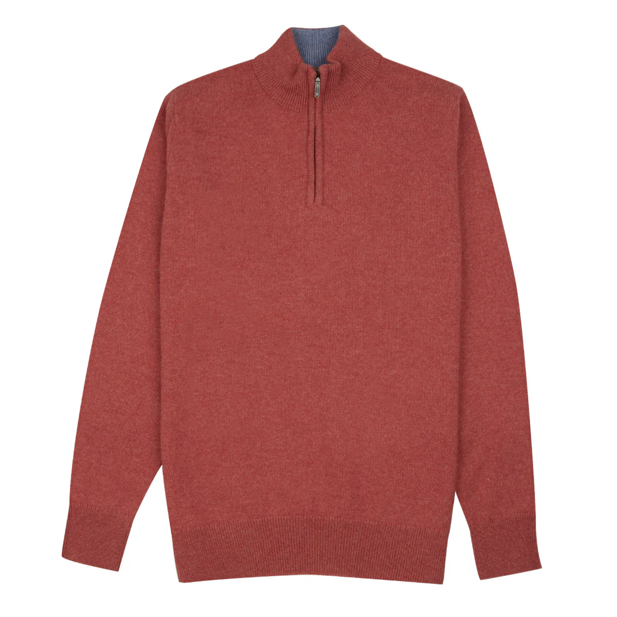 Image of Robert Old - The Bowmore 1/4 Zip Neck Cashmere Sweater - Poppy / Lapis