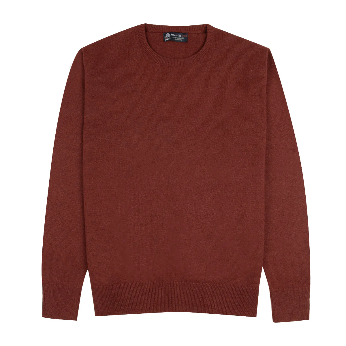 Image of Robert Old - Russet Red Tiree 4ply Crew Neck Cashmere Sweater