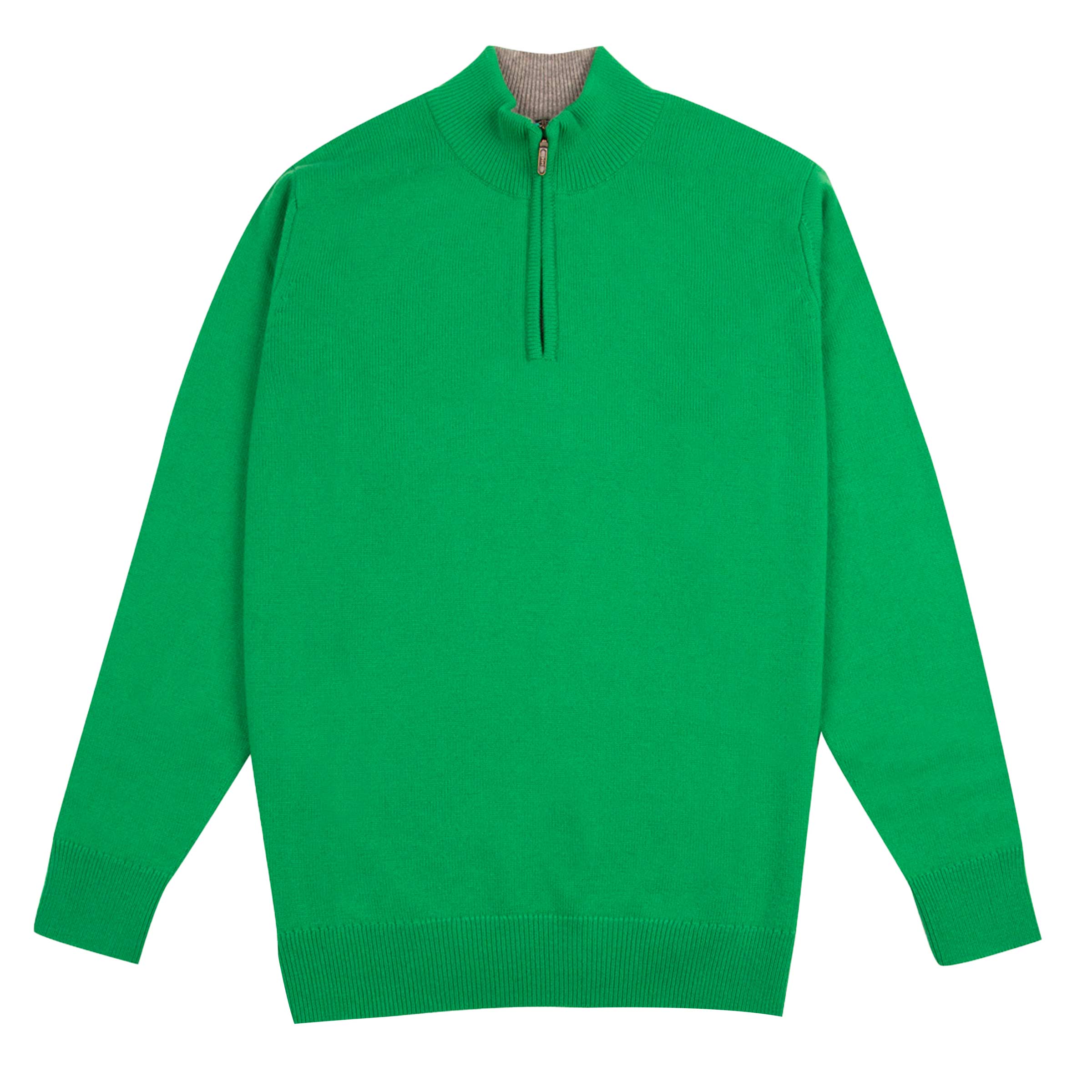 Image of Robert Old - The Bowmore 1/4 Zip Neck Cashmere Sweater - Grasshopper Green