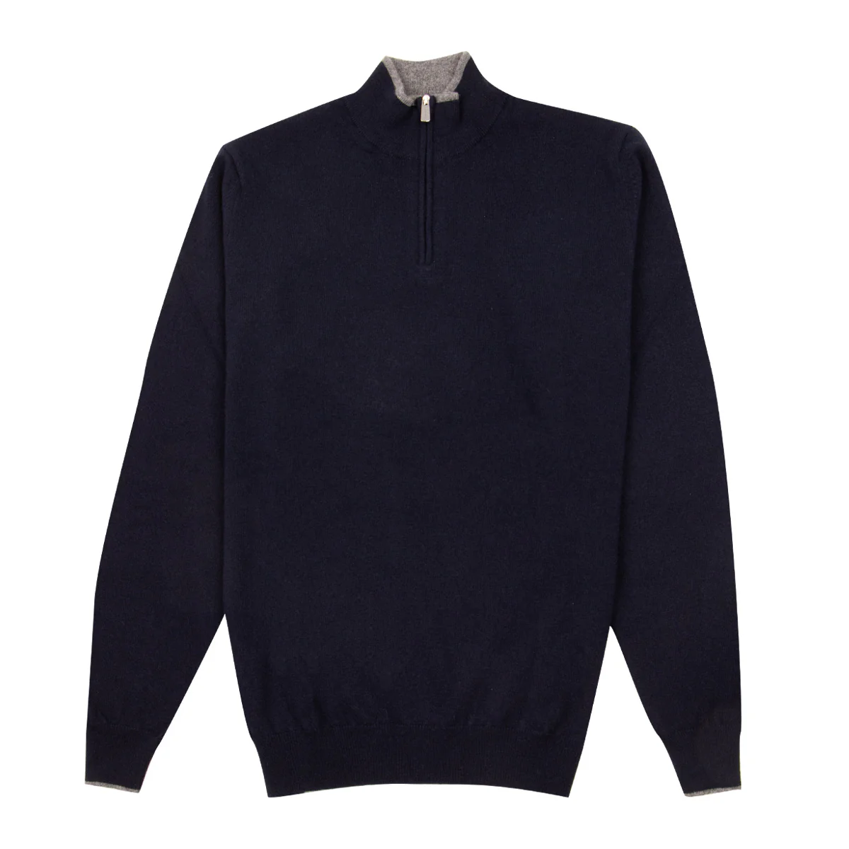 Image of Fedeli - Navy Zip Neck Virgin Wool & Cashmere Sweater