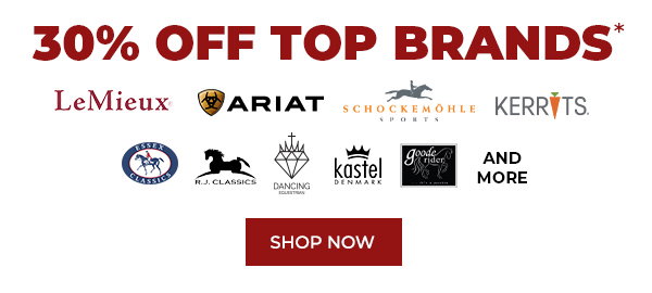 Winter Sale! Save up to 50% on more than 1,000 items. Plus, save 30% off top brands. LeMieux just added! Plus shop: Ariat, Schockemöhle, Dancing Equestrian, Essex Classics, Goode Rider, Kerrits & more!