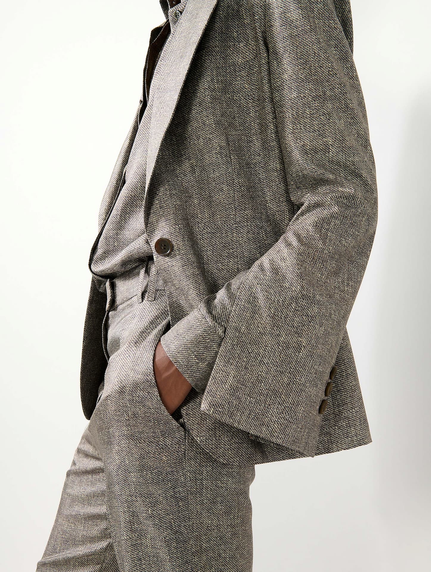 Veste de costume en twill de soie imprimé Lino