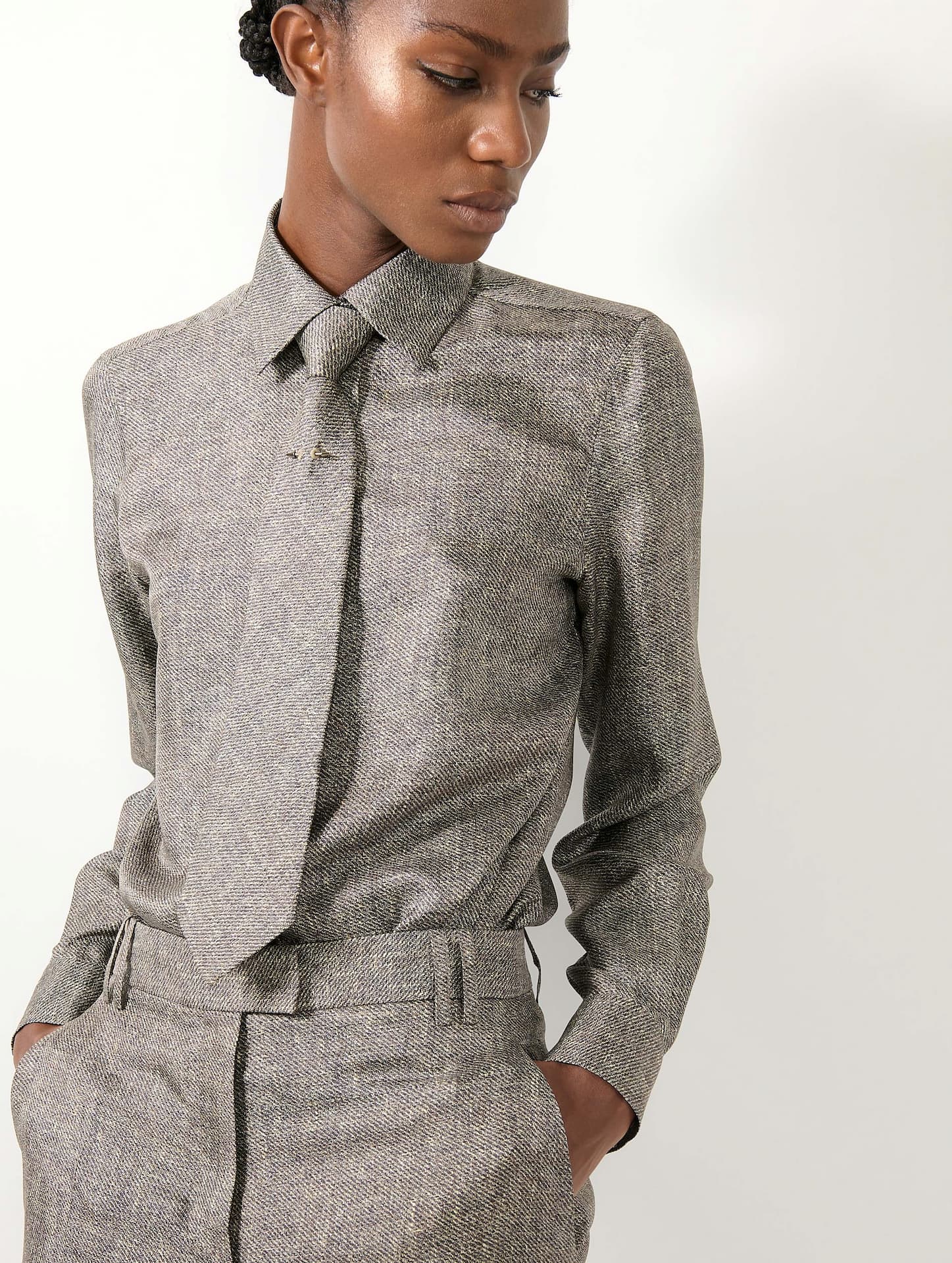 Chemise en twill de soie imprimé Lino