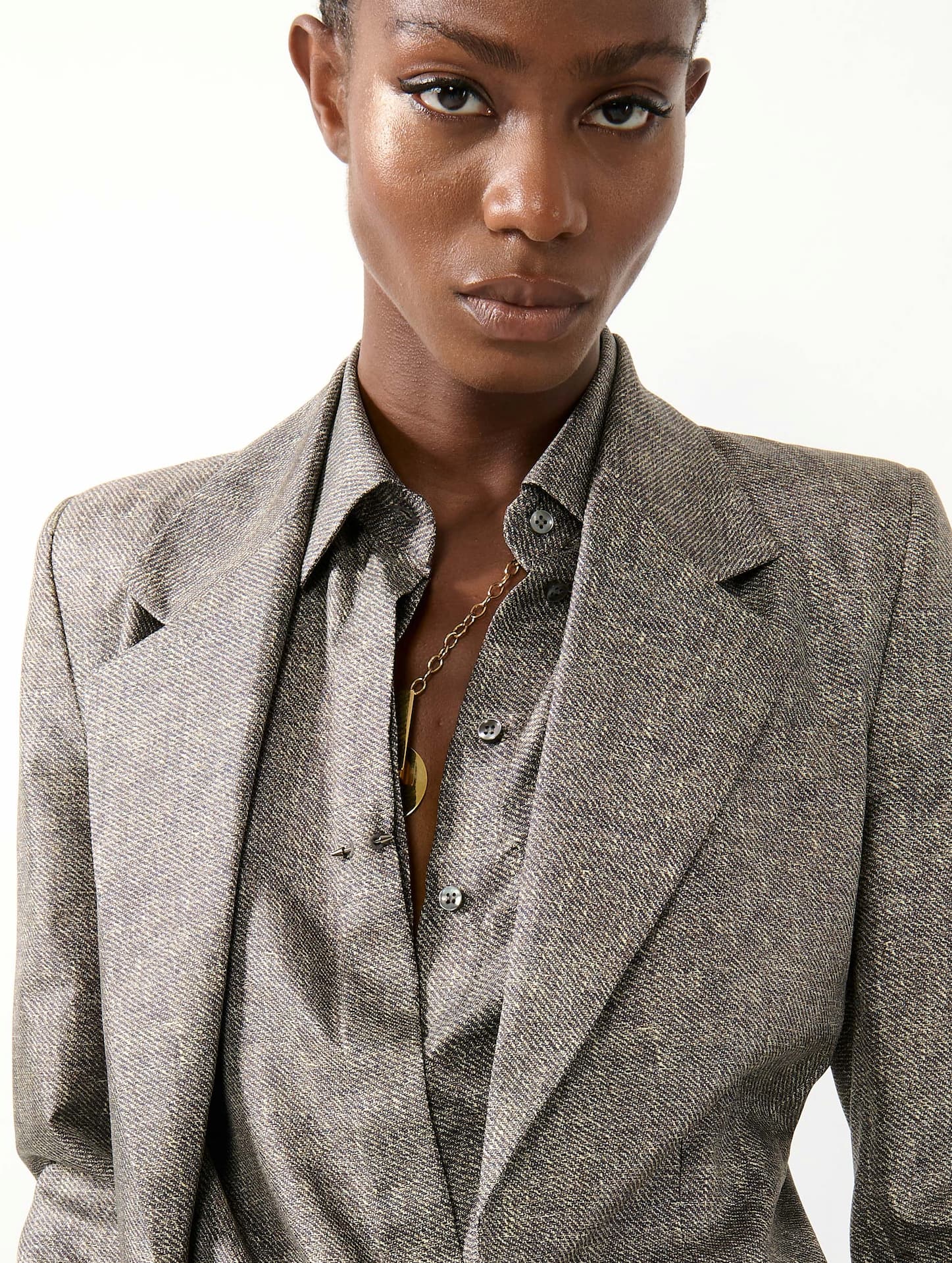 Veste de costume en twill de soie imprimé Lino