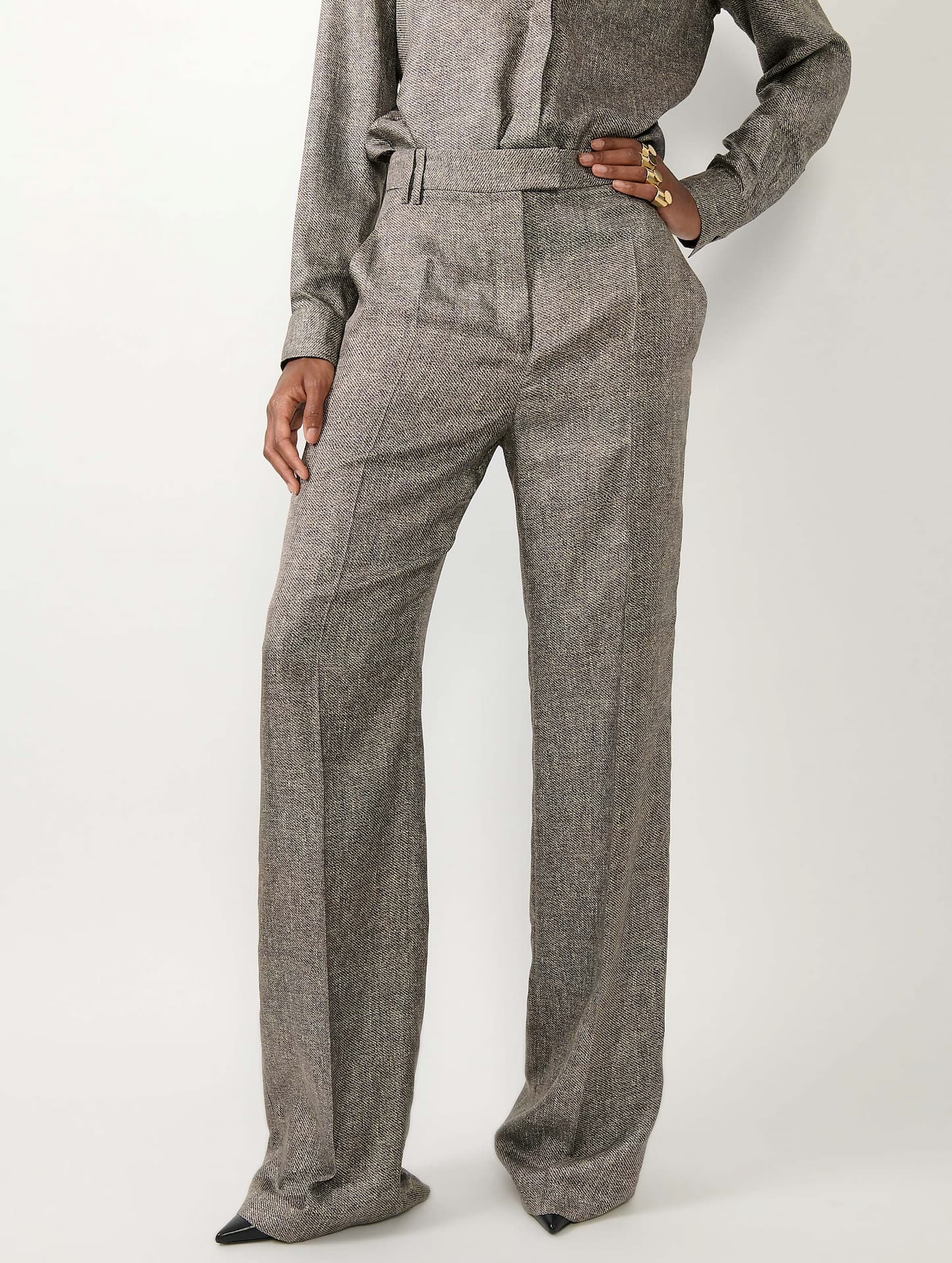 Pantalon large en twill de soie imprimé Lino