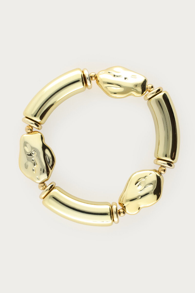 Goudkleurige statement elastieken kralenarmband