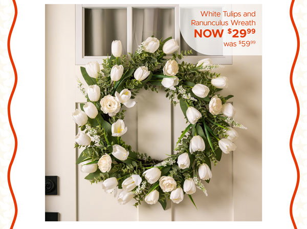 White Tulips and Ranunculus Wreath