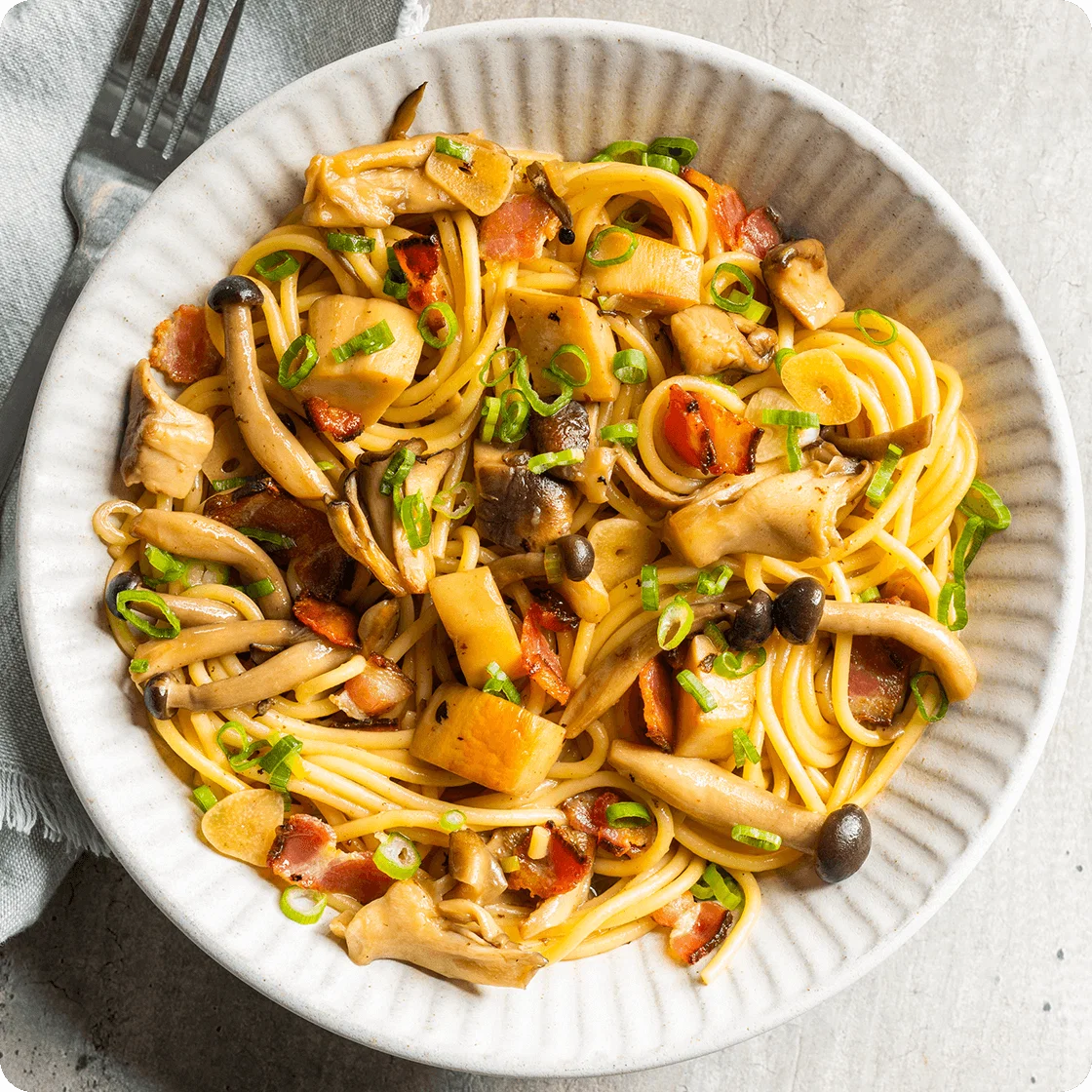 Super-Savory Mushroom Bacon Spaghetti
