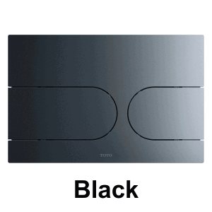A black wall-hung toilet push plate product display image