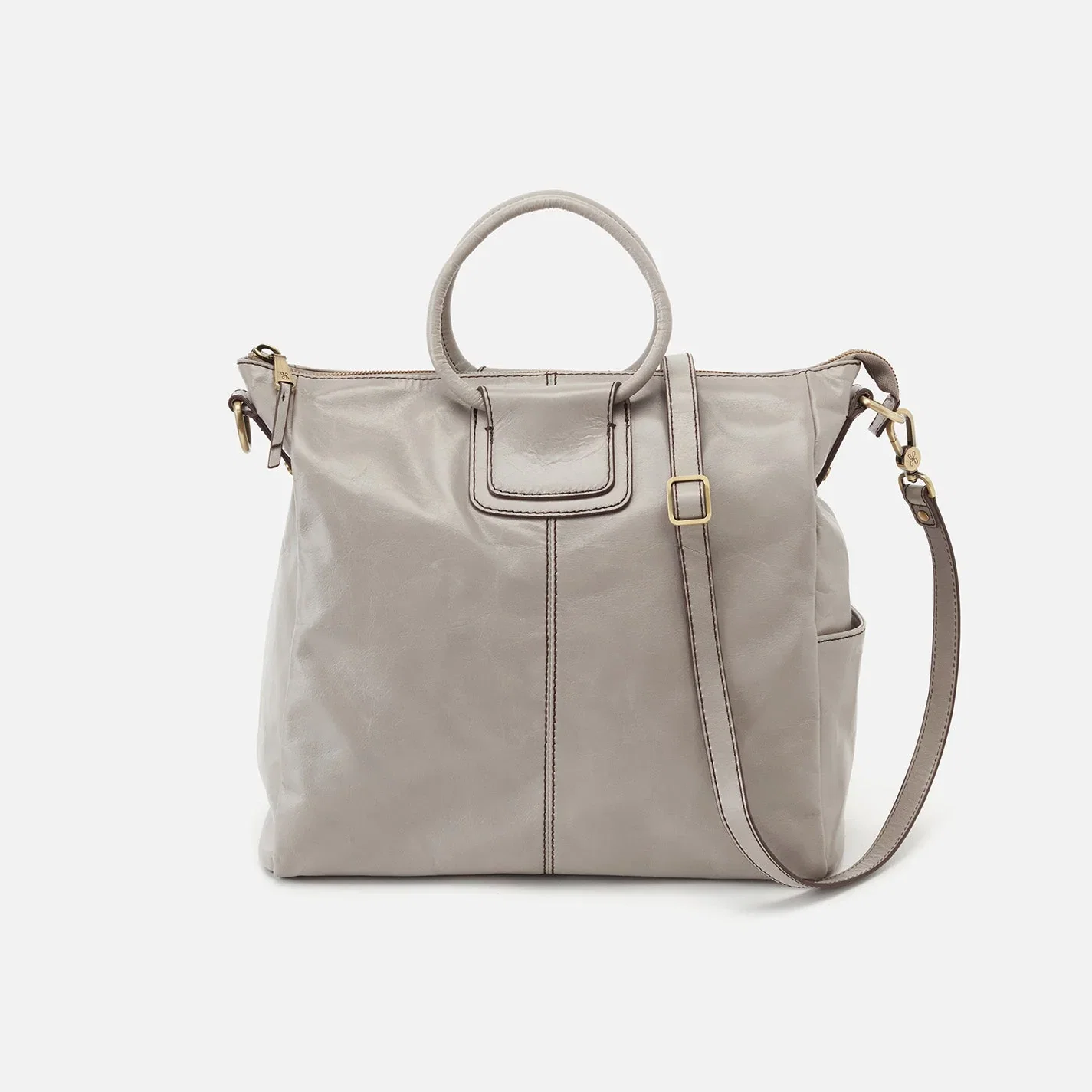 Image of Sheila Large Satchel in Polished Leather - Driftwood