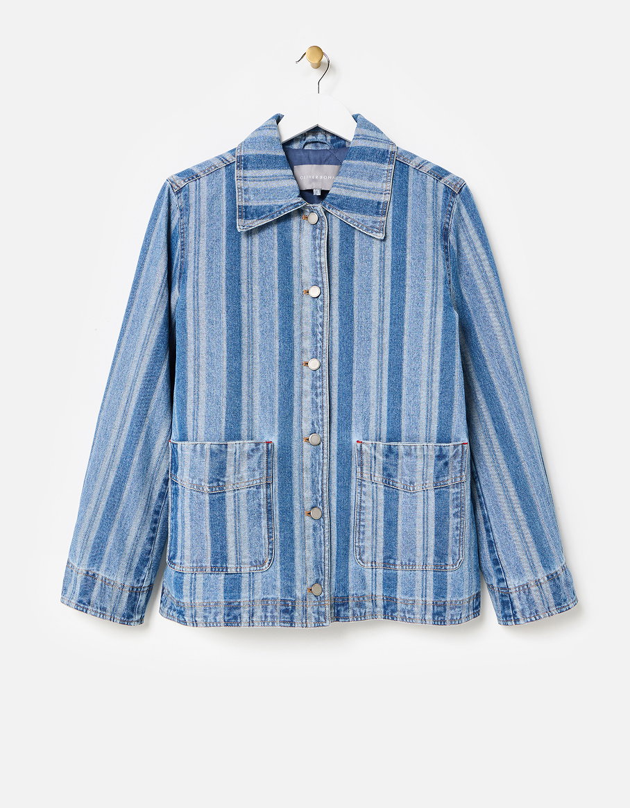 Blue Striped Denim Jacket